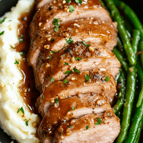 Honey Garlic Pork Tenderloin with Orange, Thyme, and Rosemary Glaze