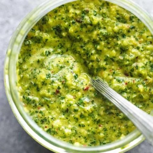 Argentinian Chimichurri Sauce with Fresh Cilantro and Parsley