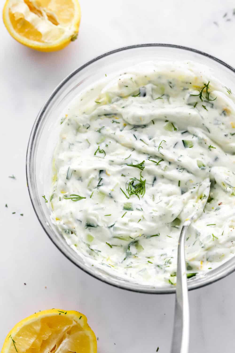 Healthy Tzatziki Sauce with Crisp Cucumber and Fresh Dill