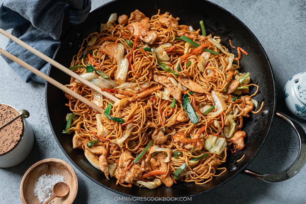 Chicken Chow Mein with Springy Noodles and Glossy Brown Sauce