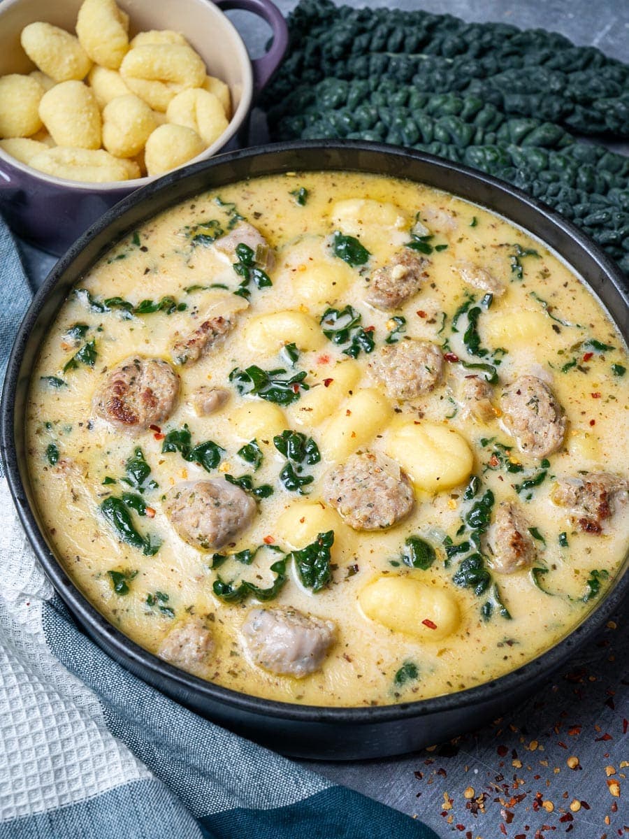 Gnocchi Zuppa Toscana with Tender Kale and Creamy Parmesan Broth