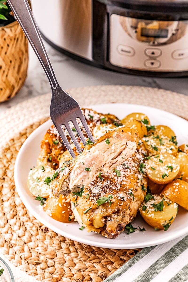 Creamy Garlic Parmesan Chicken Thighs with Tender Potatoes