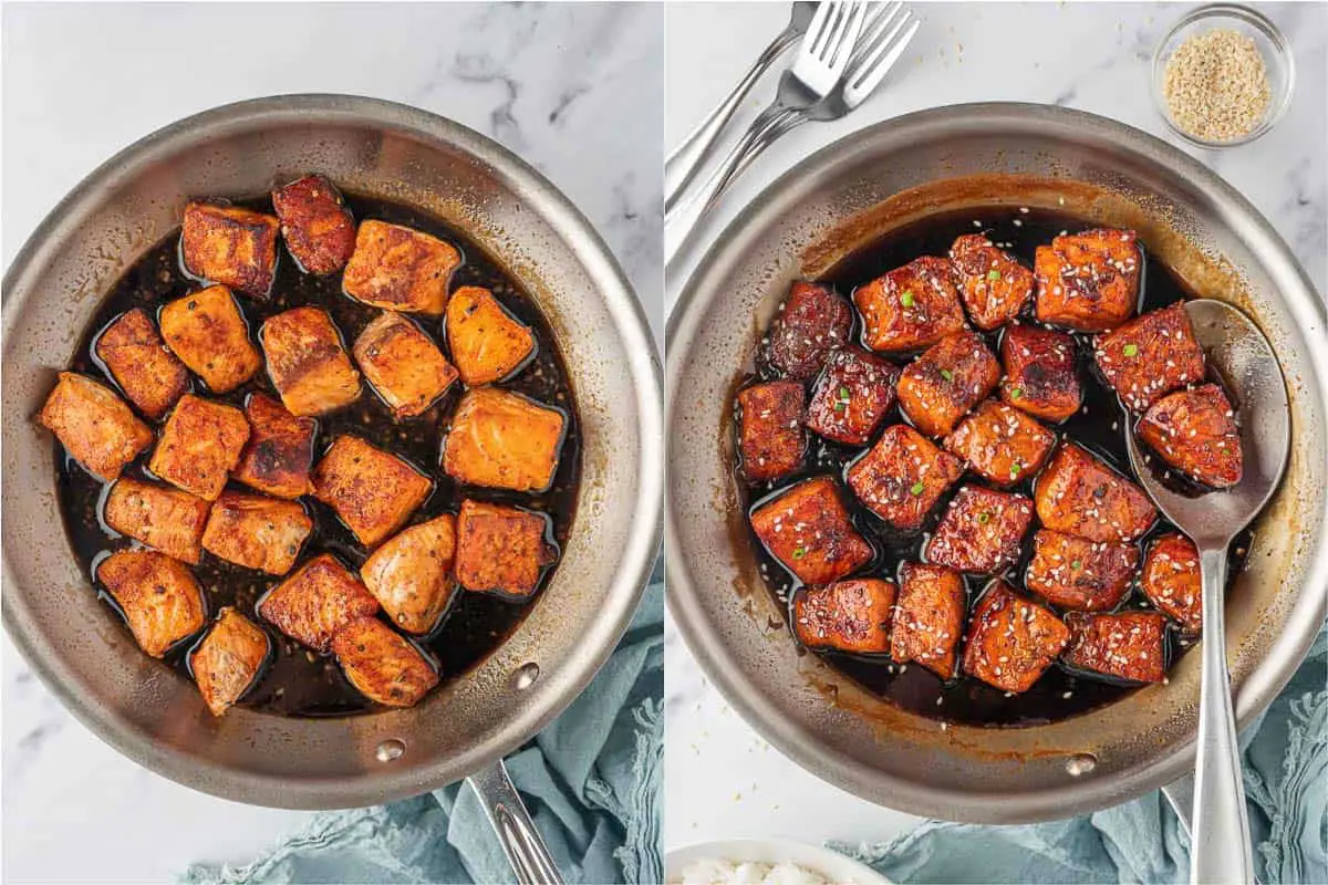 Honey Garlic Salmon Bites with Crisp Golden Edges