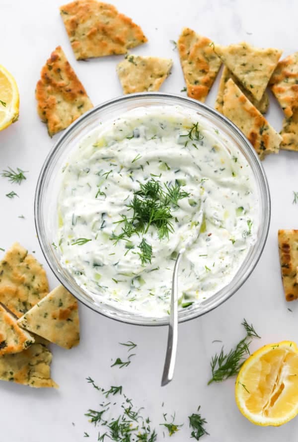 Healthy Tzatziki Sauce with Crisp Cucumber and Fresh Dill