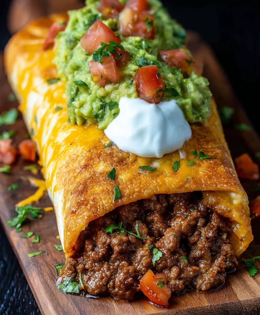 Loaded Cheesy Beef Chimichangas with Crispy Golden Tortillas