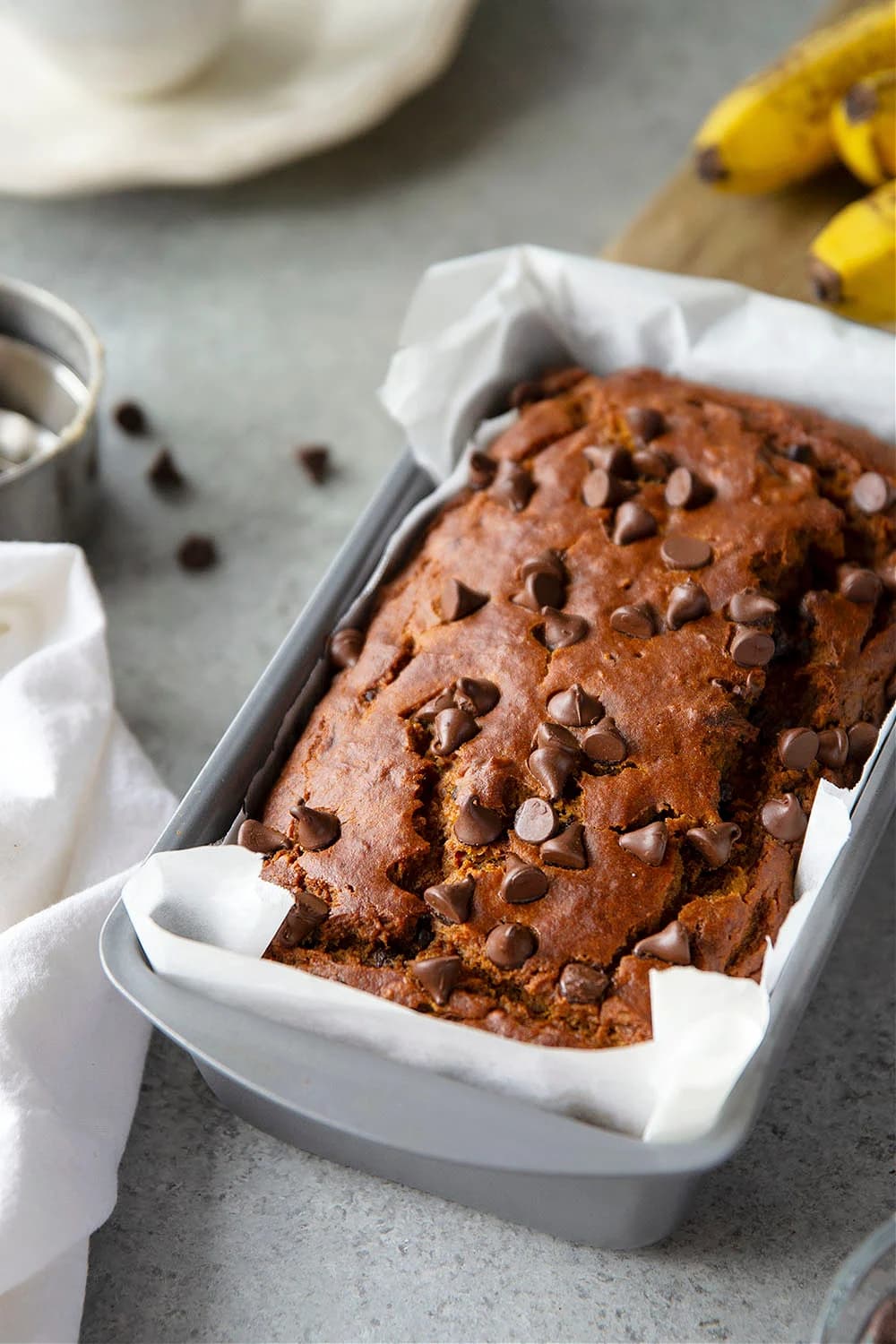 Banana Chocolate Chip Pumpkin Bread With Soft Pumpkin-Banana Crumb