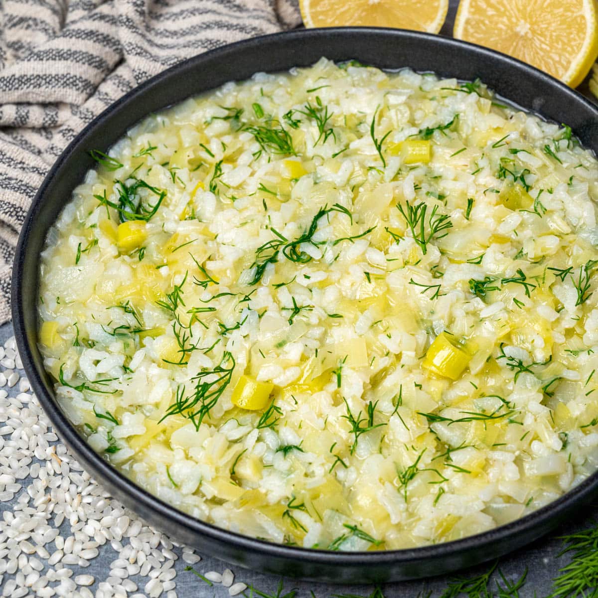 Prasorizo: Greek Leeks and Rice with Lemon and Dill