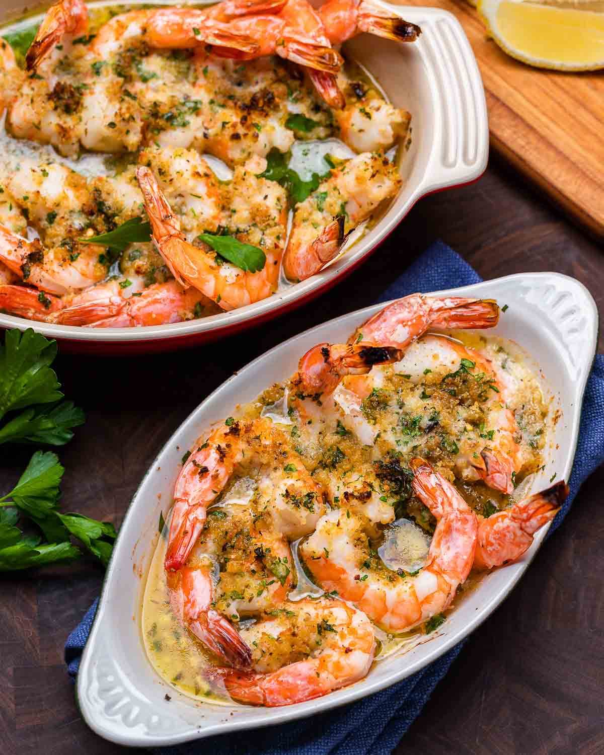 Shrimp Oreganata with Garlicky Breadcrumbs and White Wine Butter Sauce