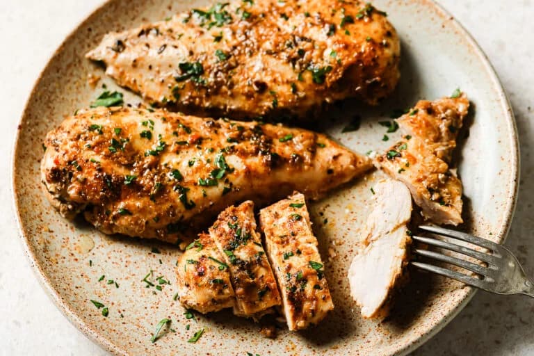 Slow Cooker Chicken Breast with Garlicky Butter Broth