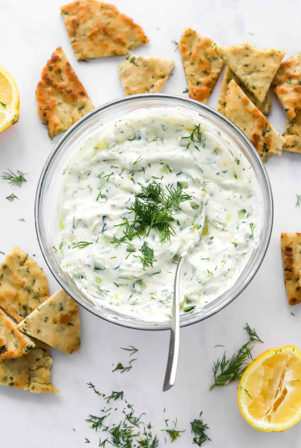 Healthy Tzatziki Sauce with Crisp Cucumber and Fresh Dill