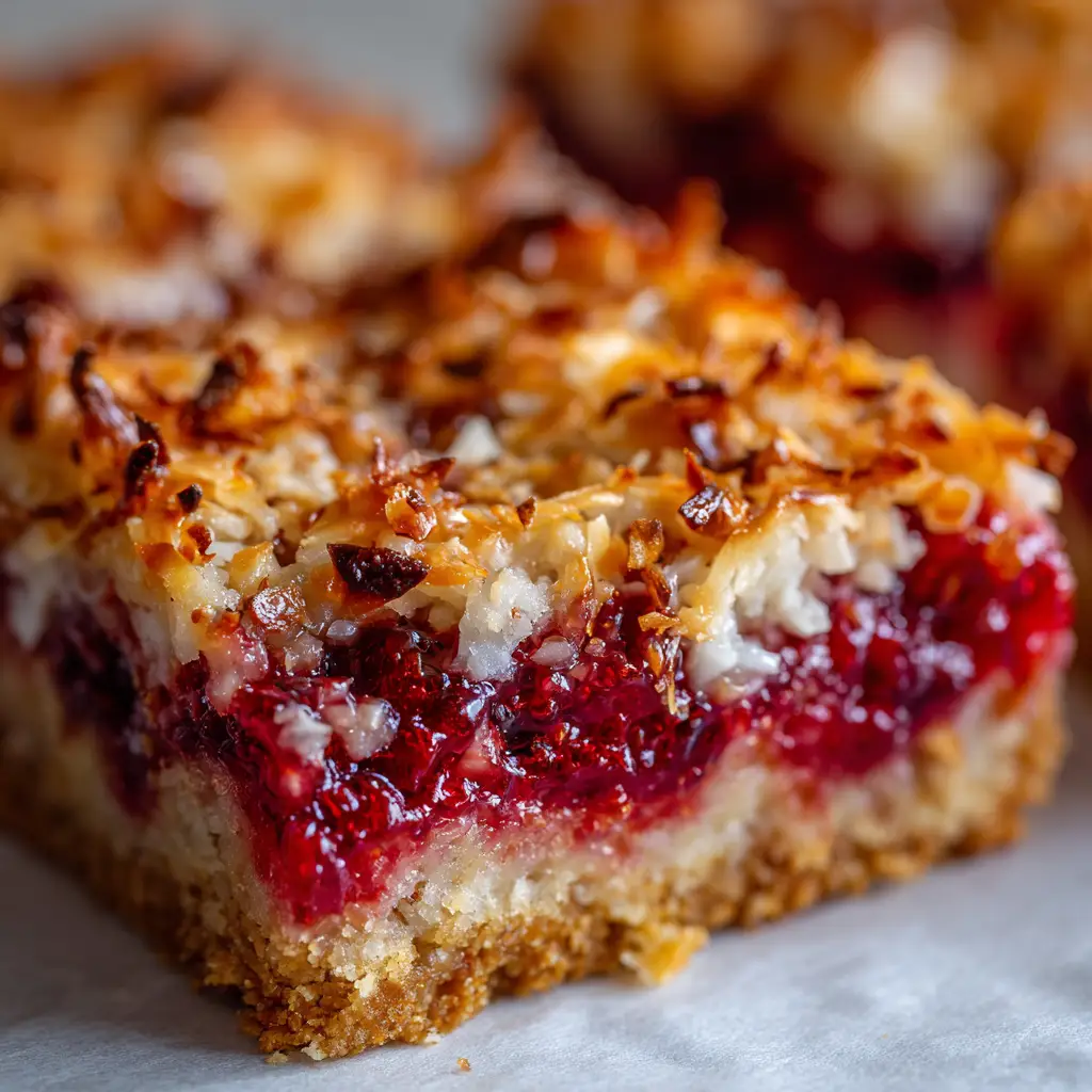 Raspberry Coconut Magic Bars with White Chocolate
