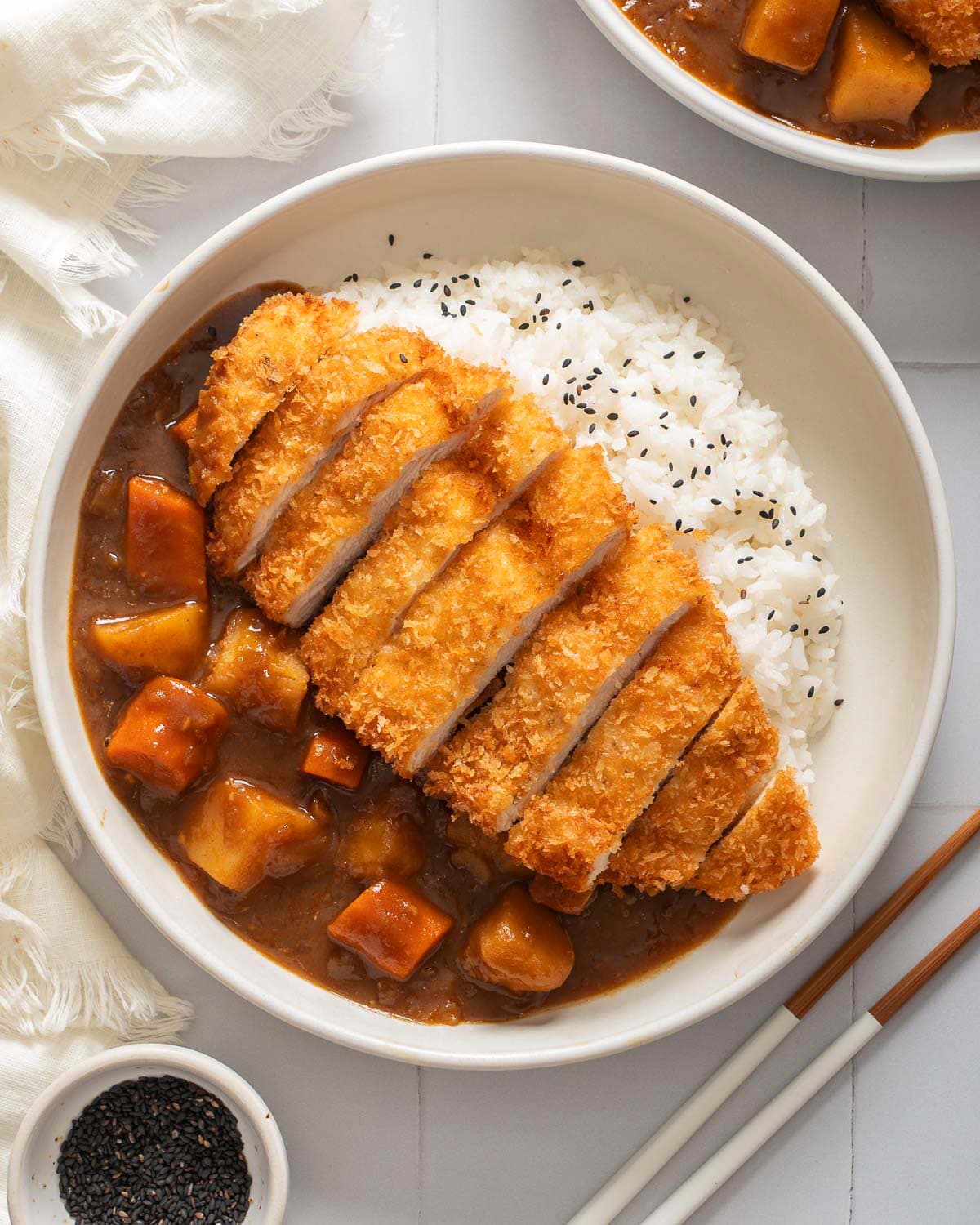 Japanese Katsu Curry with Crispy Panko Chicken and Sweet Apple Curry