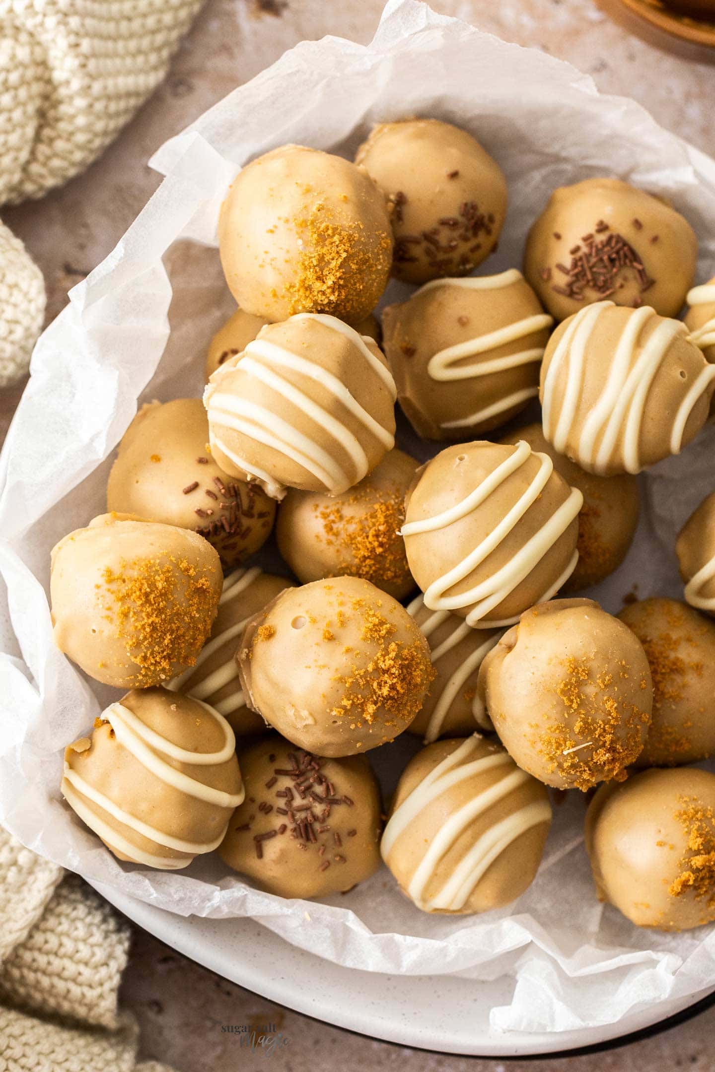 Biscoff Truffles With Crunchy Cookie Bits and White Chocolate