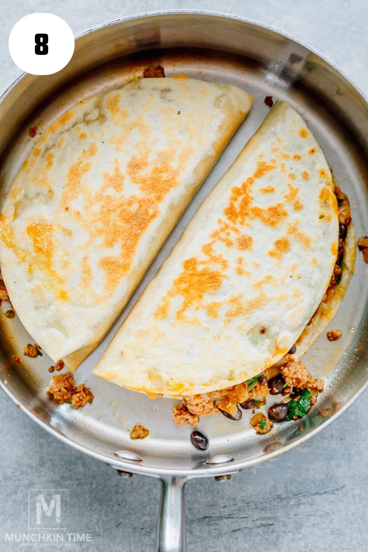 Ground Beef Quesadillas with Black Beans and Two Cheeses
