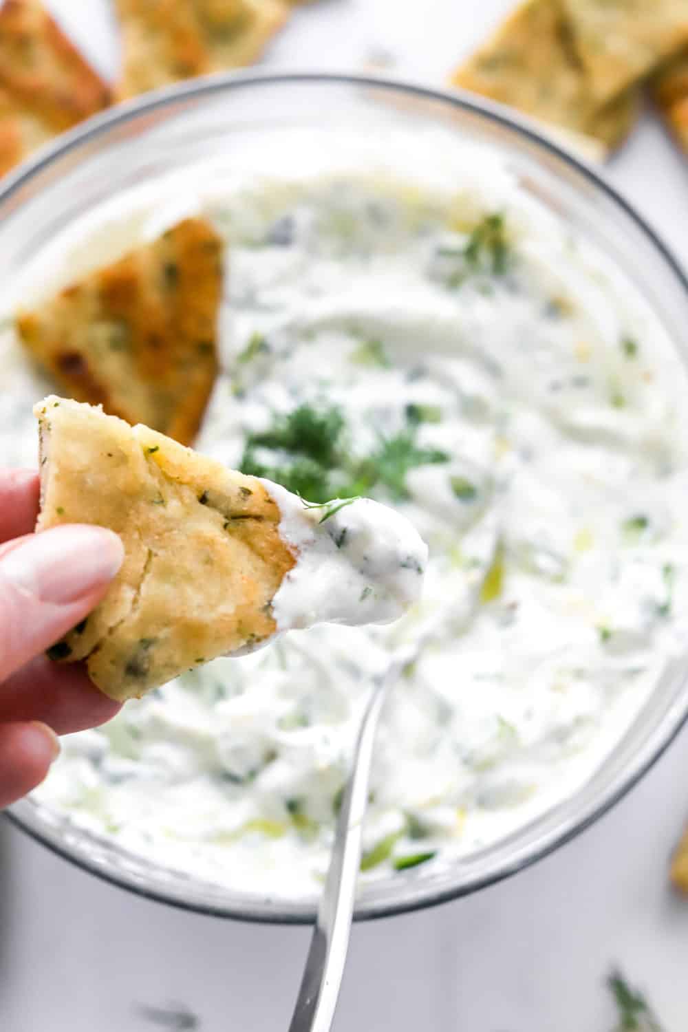 Healthy Tzatziki Sauce with Crisp Cucumber and Fresh Dill