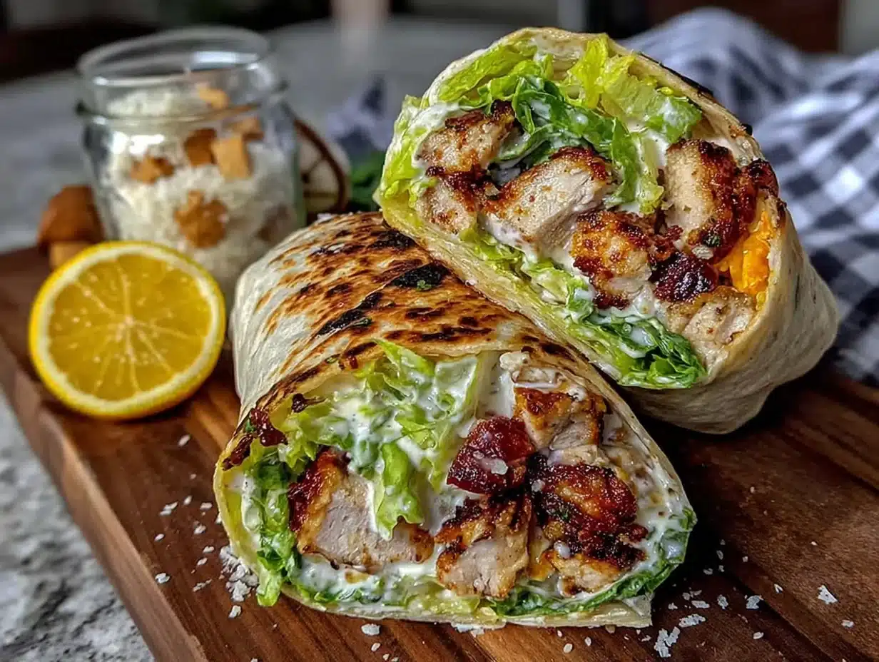 Chicken Caesar Wrap with Crunchy Romaine and Parmesan