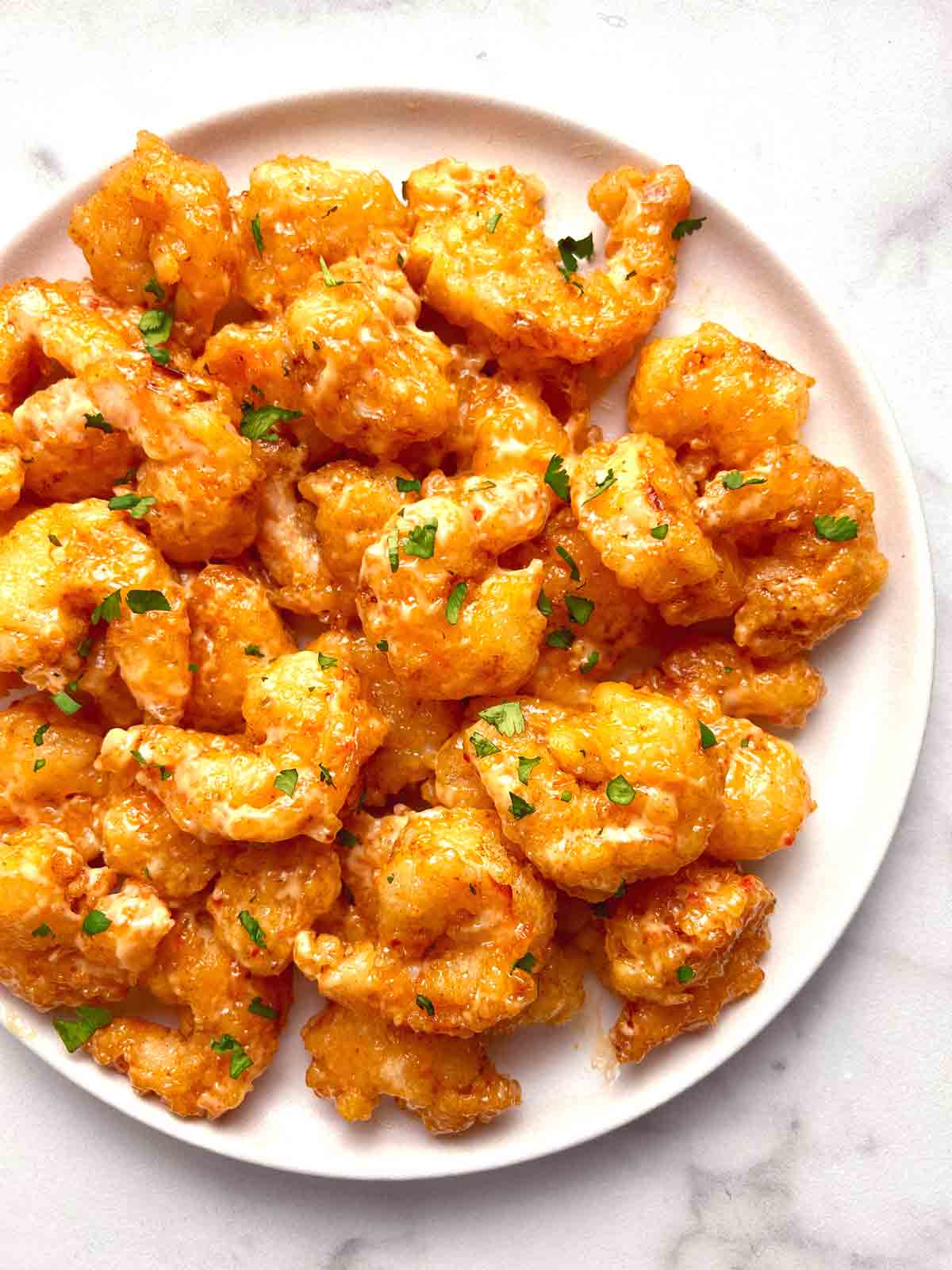 Bang Bang Shrimp with Crispy Cornstarch Crust and Sweet Chili Mayo