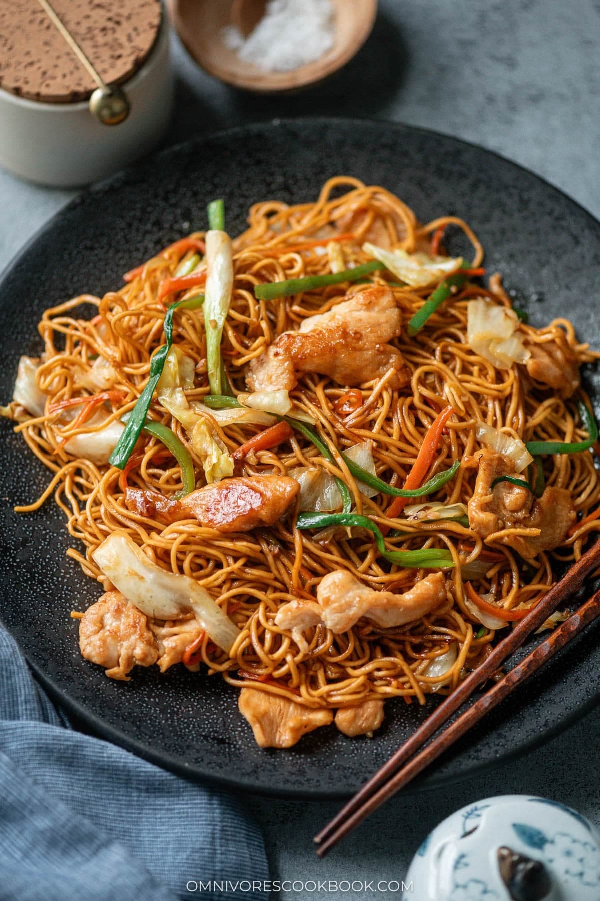 Chicken Chow Mein with Springy Noodles and Glossy Brown Sauce