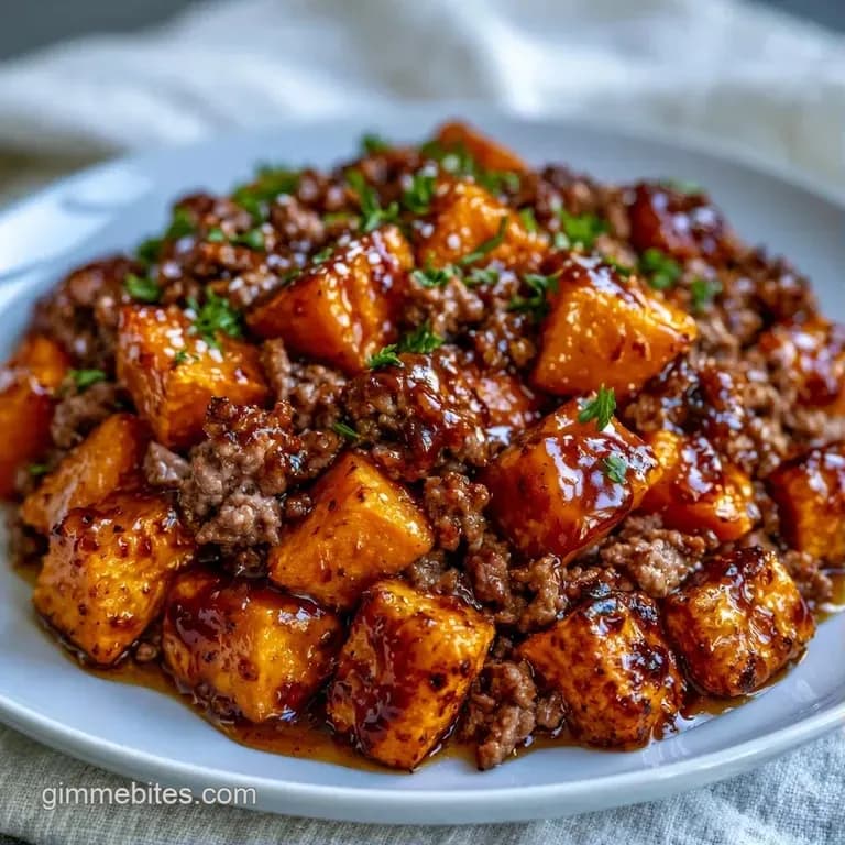 Hot Honey Beef Bowl with Charred Sweet Potatoes and Arugula