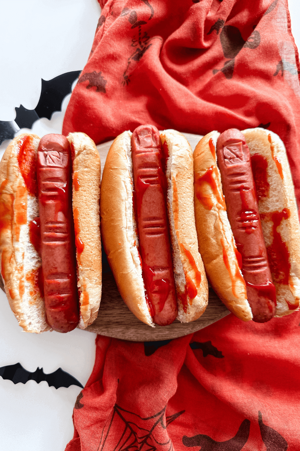 Halloween Finger Hot Dogs With Tangy Ketchup Blood Effect