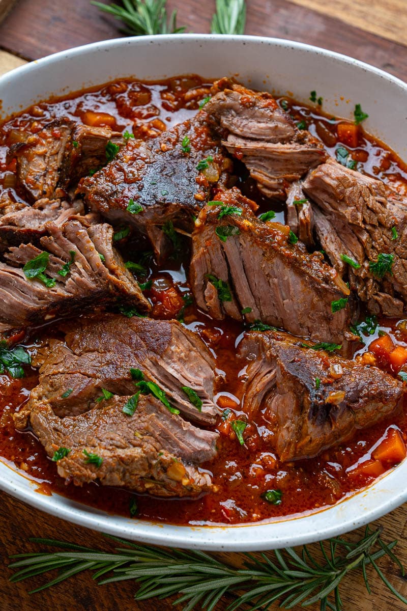 Italian Pot Roast Stracotto with Tomato Herb Braising Sauce