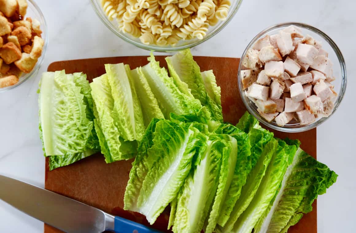 Chicken Caesar Pasta Salad with Garlicky Parmesan Dressing