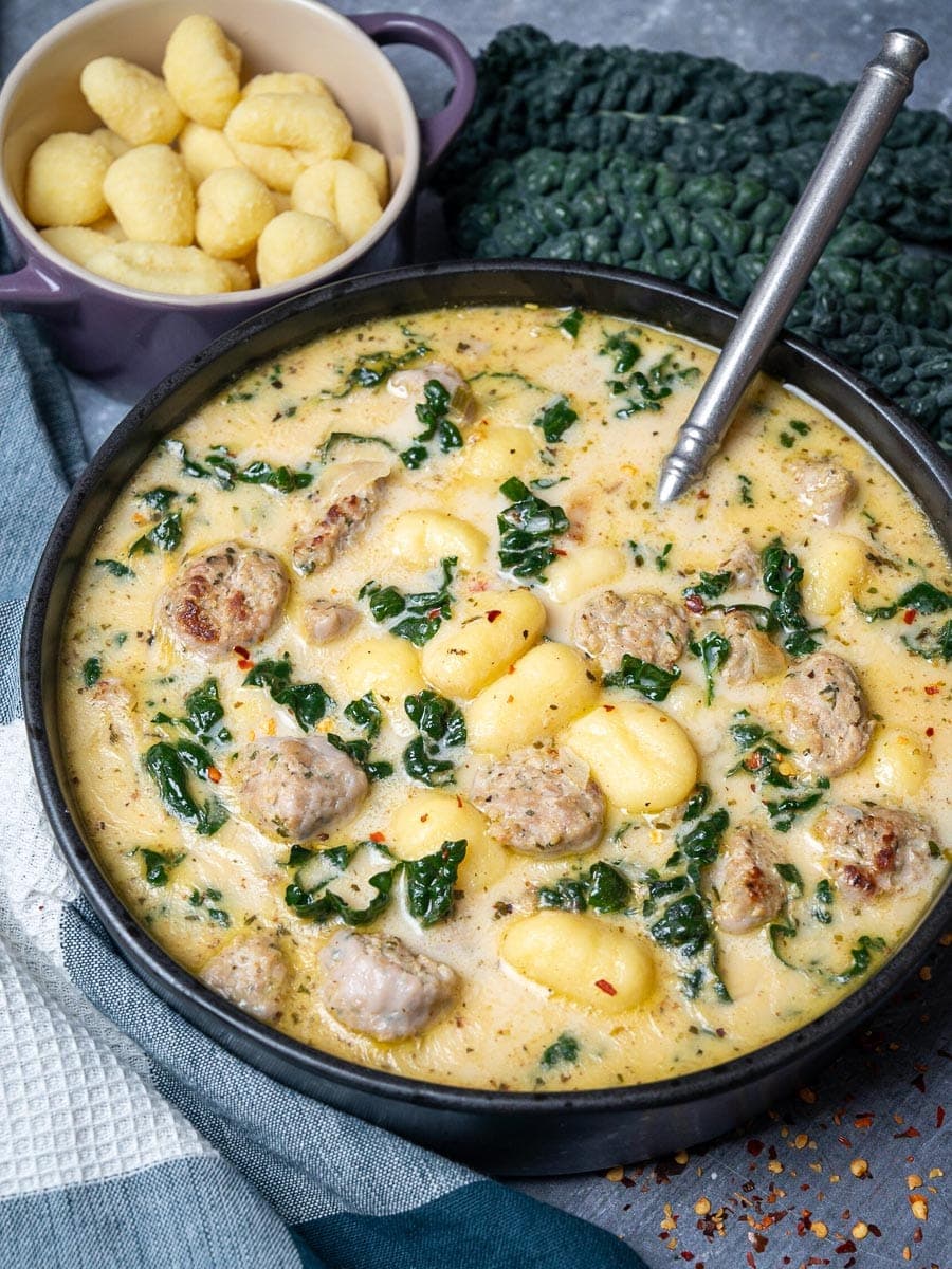 Gnocchi Zuppa Toscana with Tender Kale and Creamy Parmesan Broth
