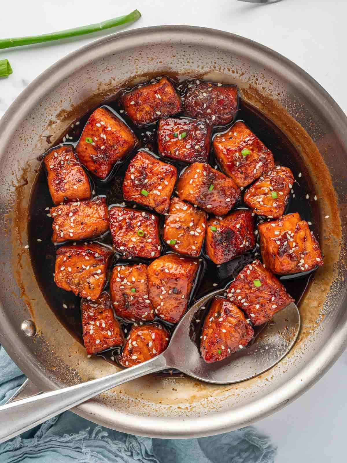 Honey Garlic Salmon Bites with Crisp Golden Edges
