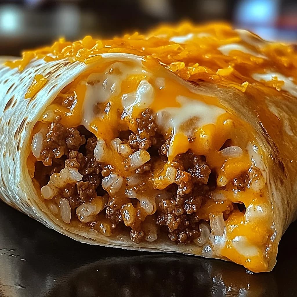 Beefy Melt Burritos with Seasoned Beef, Rice, and Nacho Cheese