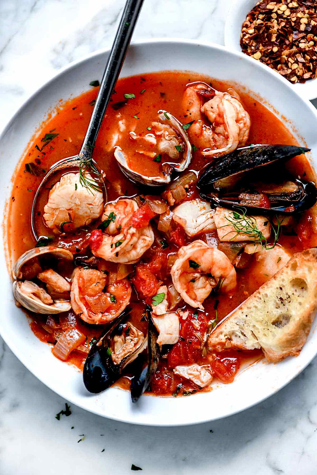 Cioppino Seafood Stew with Fennel Tomato Broth and Shellfish