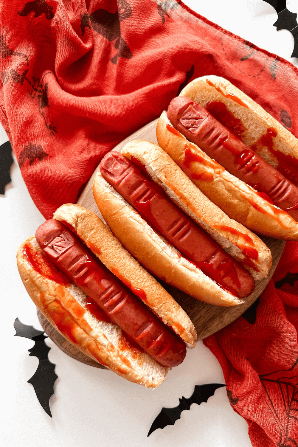 Halloween Finger Hot Dogs With Tangy Ketchup Blood Effect