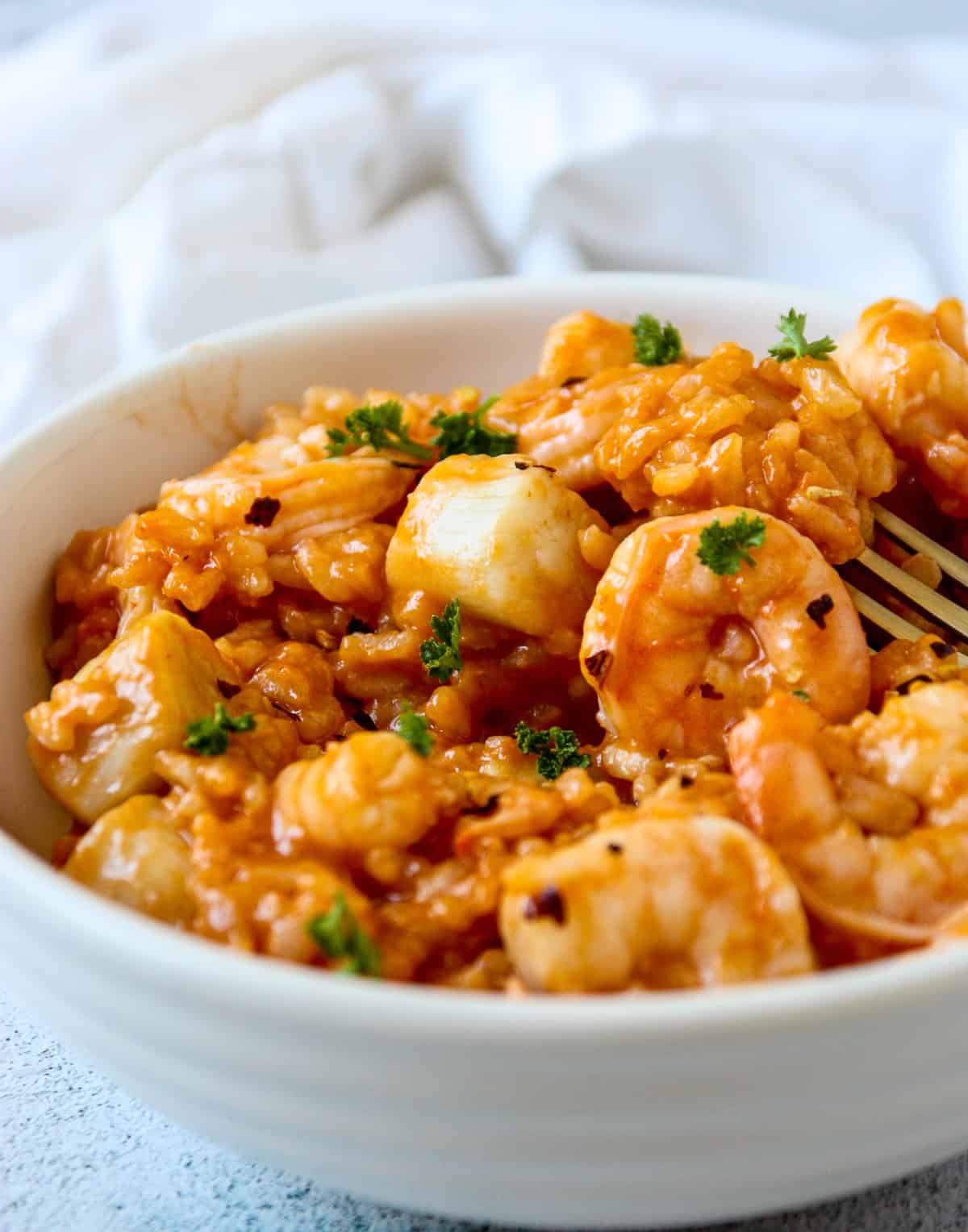 Risotto Marinara with Creamy Tomato Rice, Shrimp, and Scallops