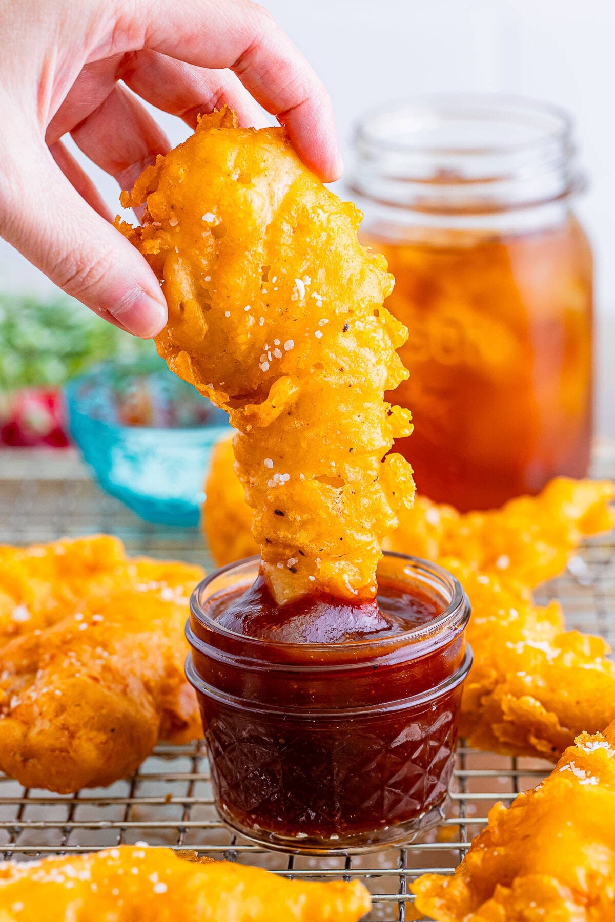 Crispy Fried Battered Chicken Tenders With Puffy Craggy Wet Batter
