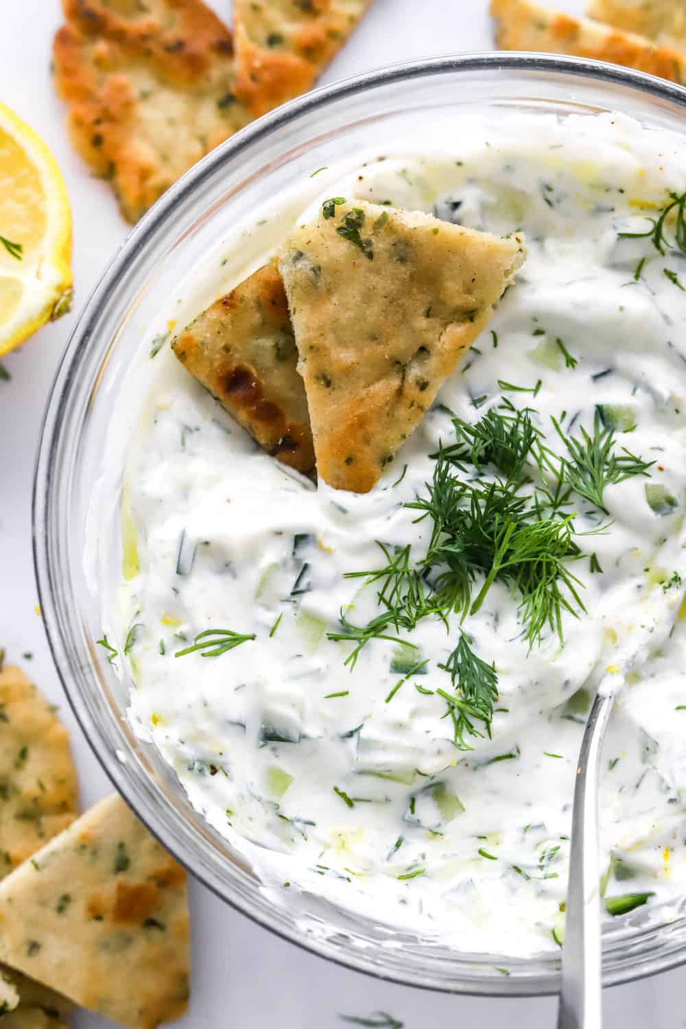 Healthy Tzatziki Sauce with Crisp Cucumber and Fresh Dill