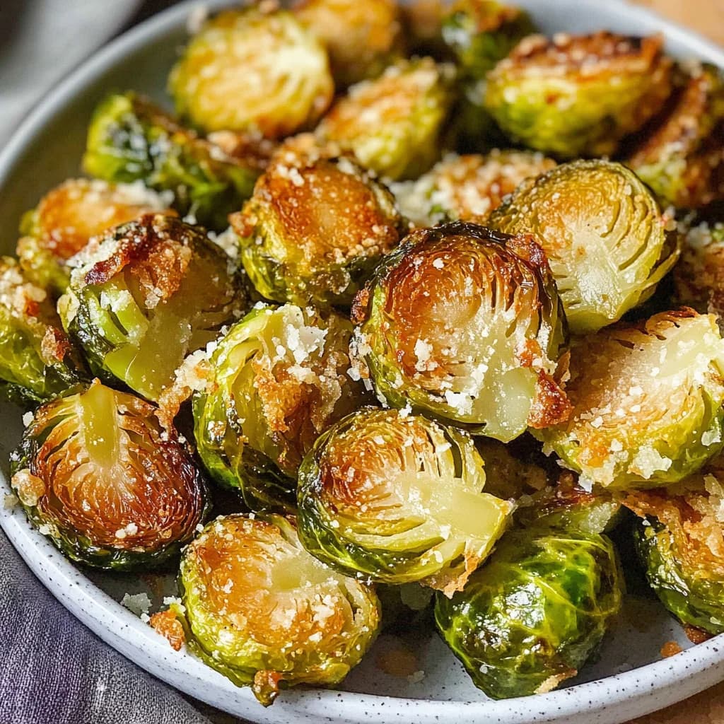 Crispy Garlic Parmesan Brussels Sprouts with Smoked Paprika