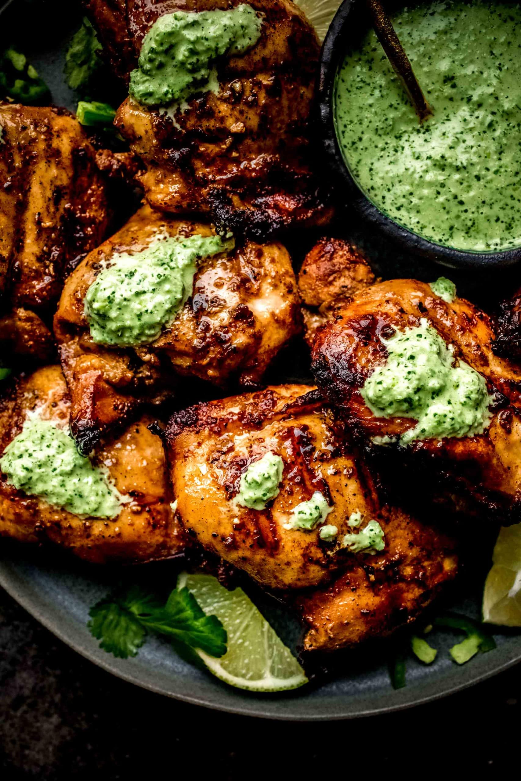 Peruvian Chicken with Creamy Jalapeño Cilantro Green Sauce