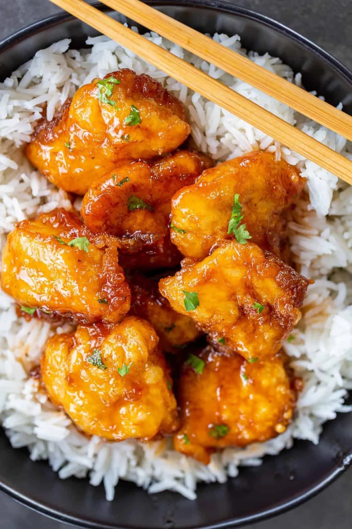 Sweet and Sour Chicken with Sticky Tangy Sauce and Crackly Cornstarch Crust