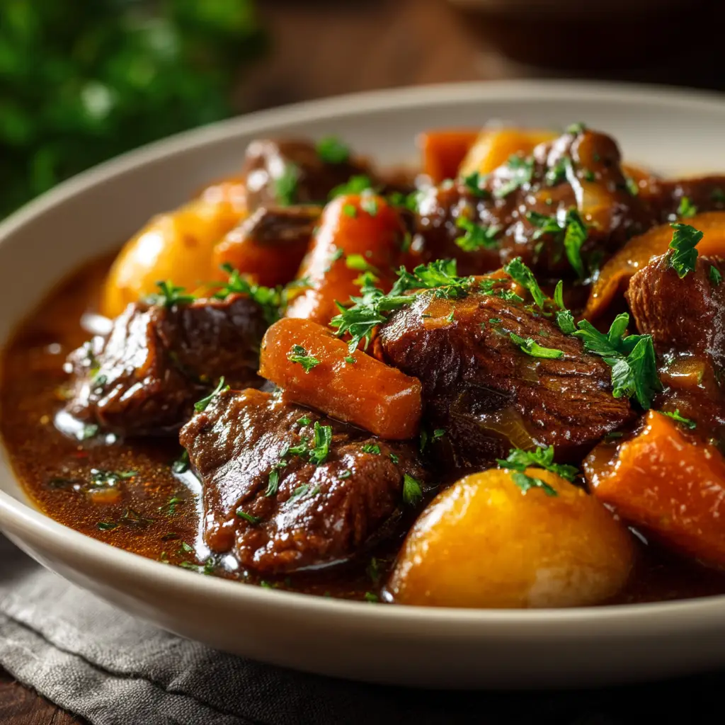 Crockpot Beef Stew with Red Wine Gravy